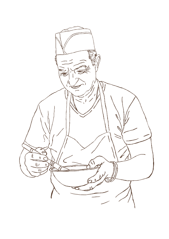 Il pasticcere di Bar Ruocco al lavoro